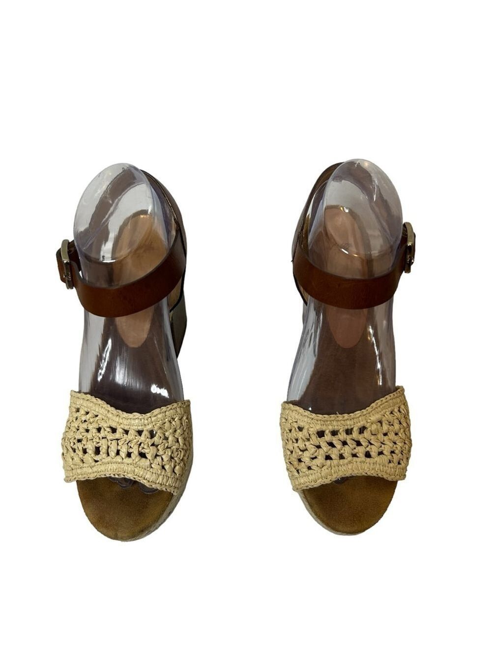CASTAÑER Leather Colorblock Neutral Pattern Chunky Block Heel Sandals - Picture 8 of 16
